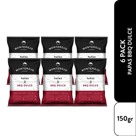 Six Pack Papas BBQ Dulce - Monterojo 150g