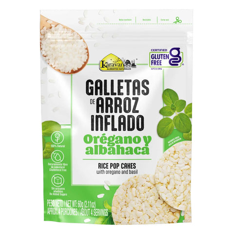 Galleta de Arroz + Oregano y Albahaca - Karavansay 60 g