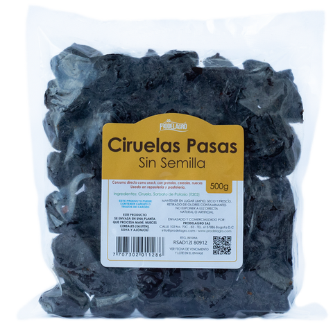 Ciruelas Pasas Sin Semilla - Prodelagro 500g.