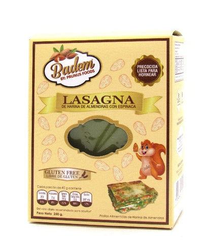 Pasta Lasaña Espinaca Almendras - Badem 250g.