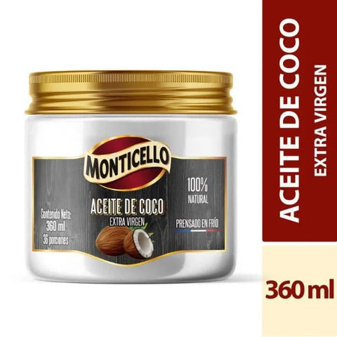 Aceite De Coco Extra Virgen - Monticello 360ml