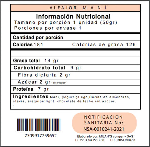 Alfajor Maní Keto BITES BY MILAH´S 50g