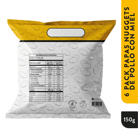 Six Pack Papas Pollo Miel - Monterojo 150g