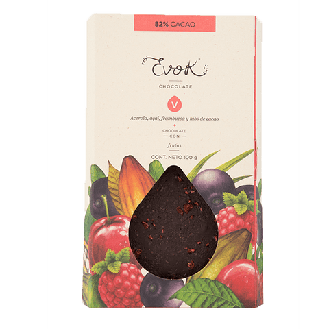 Chocolate 82% Acerola Açaí Frambuesa - Evok 100g