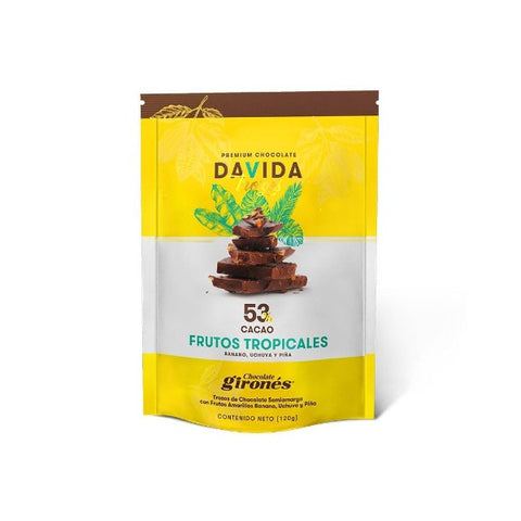 Trozos Cacao Frutos Tropicales 53%  - Davida 120g.